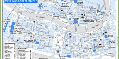 Стари град Лион Француска карта