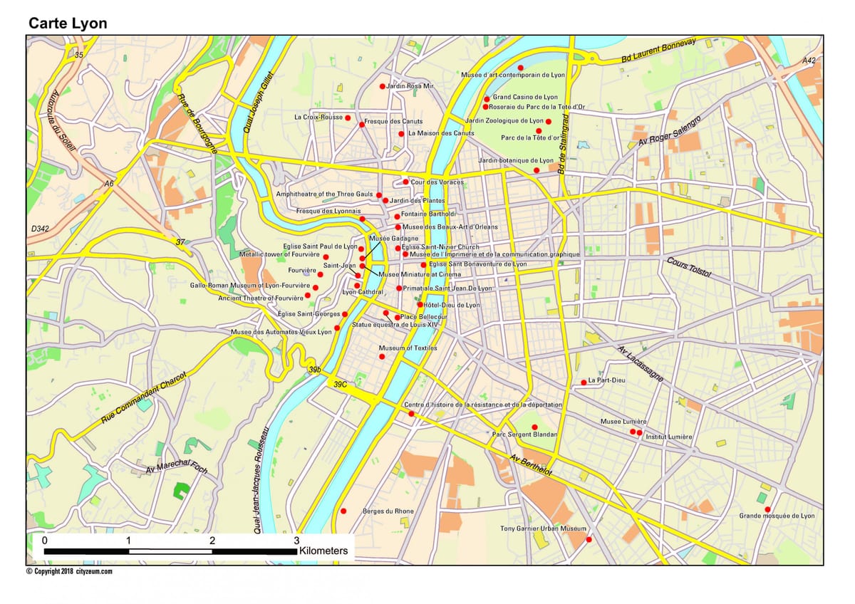 Лион знаменитости карта