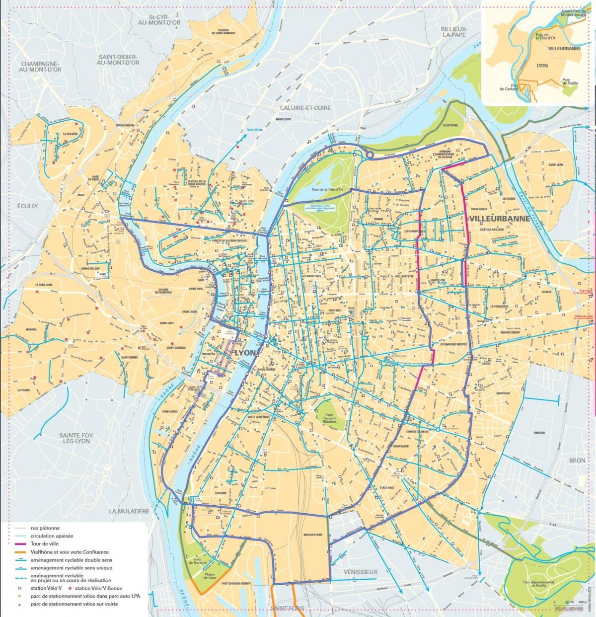карта Лион бицикл