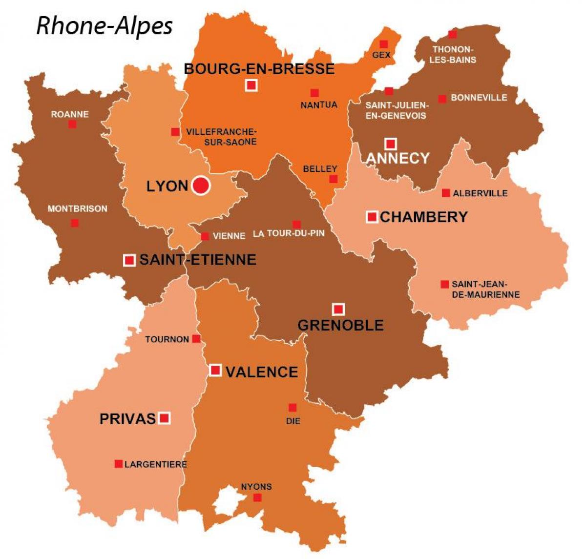 Лион регион, Француска на мапи