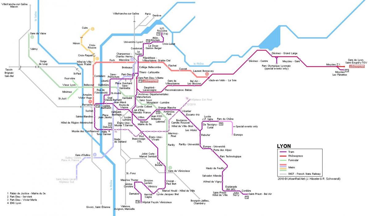 Лион железничких мапи