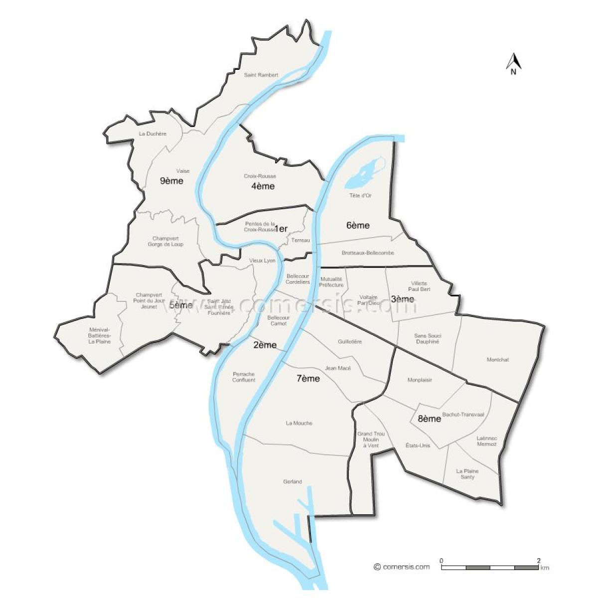 карта Лион округу