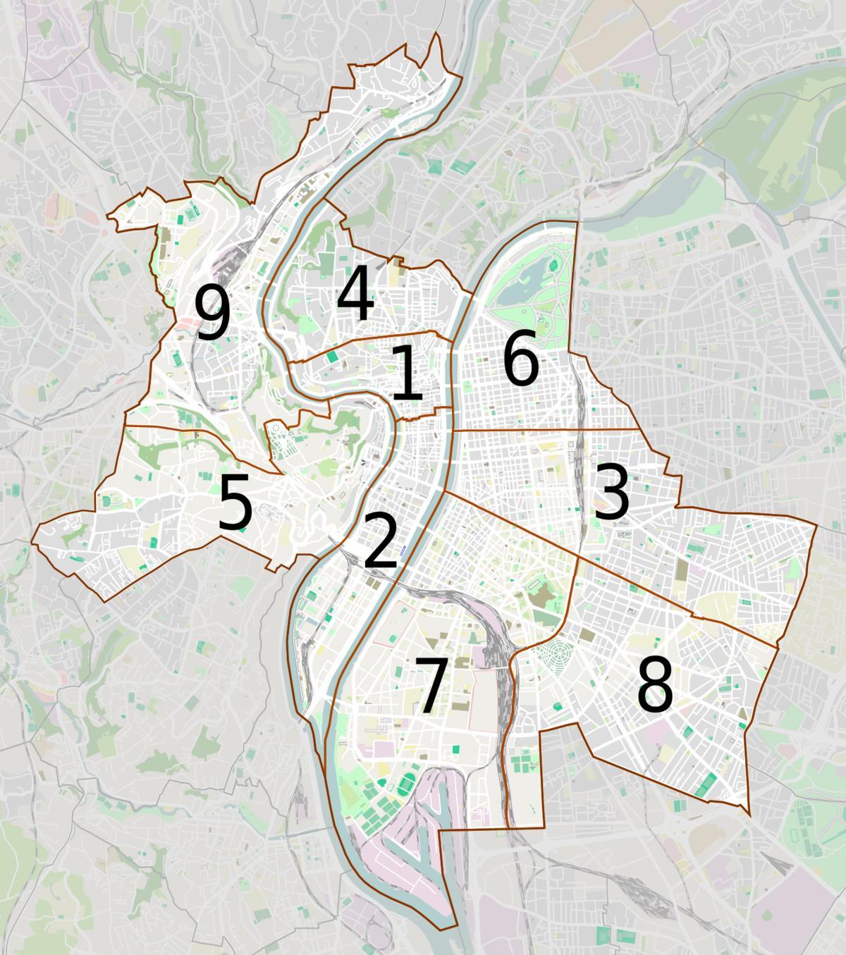 карта Лион области