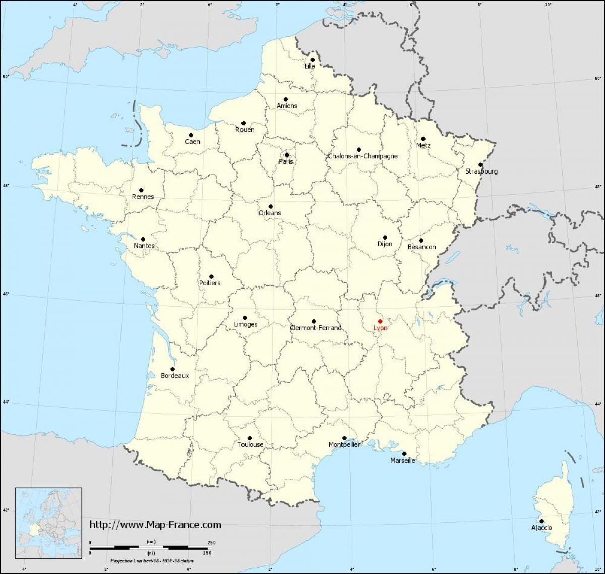 где је Лион Француска на мапи
