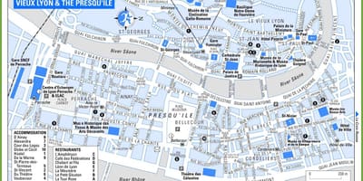 Стари град Лион Француска карта